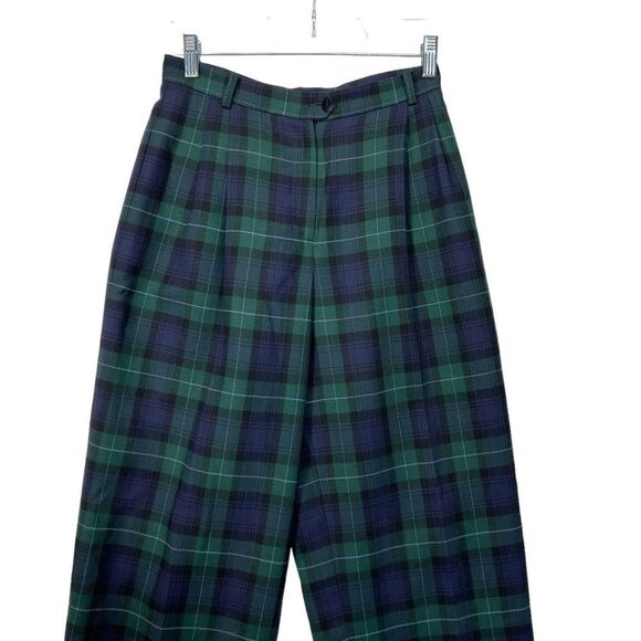 100% Wool high waist  Liz claiborne Plaid lined Academia trousers size 4 - Picture 1 of 16